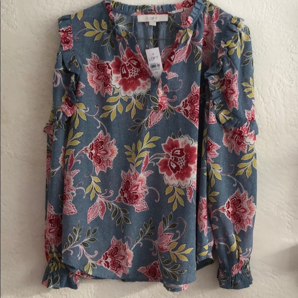 Loft NWT floral, frilly blouse